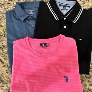 Men’s Trio of Designer Shirts in Black, Blue, and Pink
